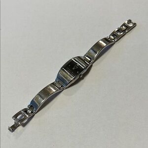 Vintage Guess Silver Watch with Black Square Face and Diamond like studs